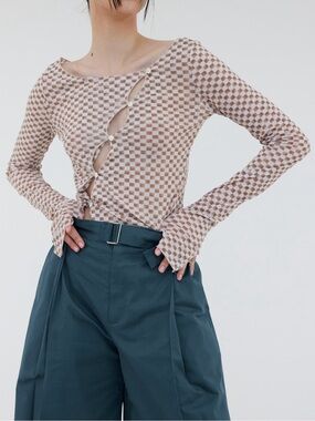 Source Unknown Diagonal Button Up Second Skin Top